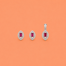 Prism Charm Pendant with earrings in silver
