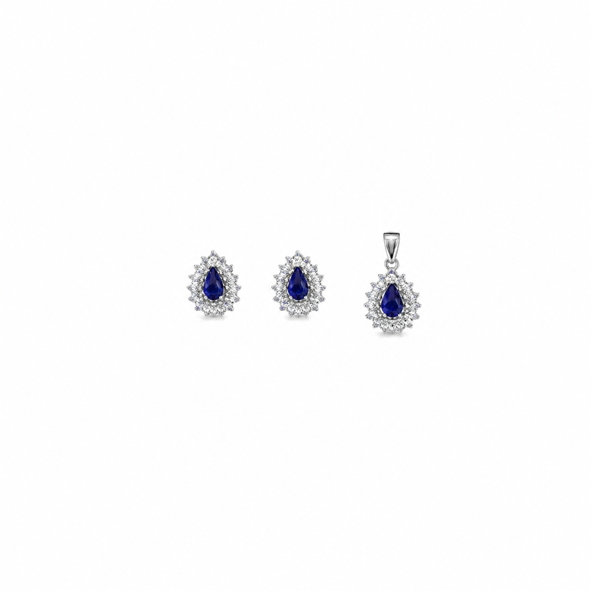 Seren Drop Pendant with earrings in silver