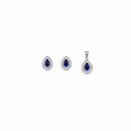 Seren Drop Pendant with earrings in silver