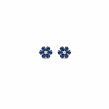 Blue flower Pendant with earrings in silver