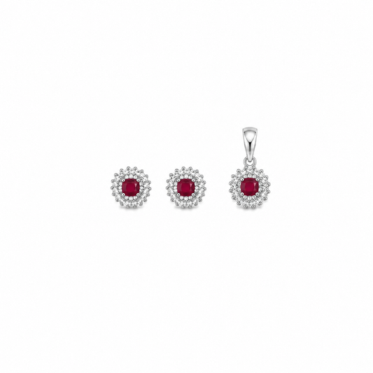 Aira Pendant with earrings in silver