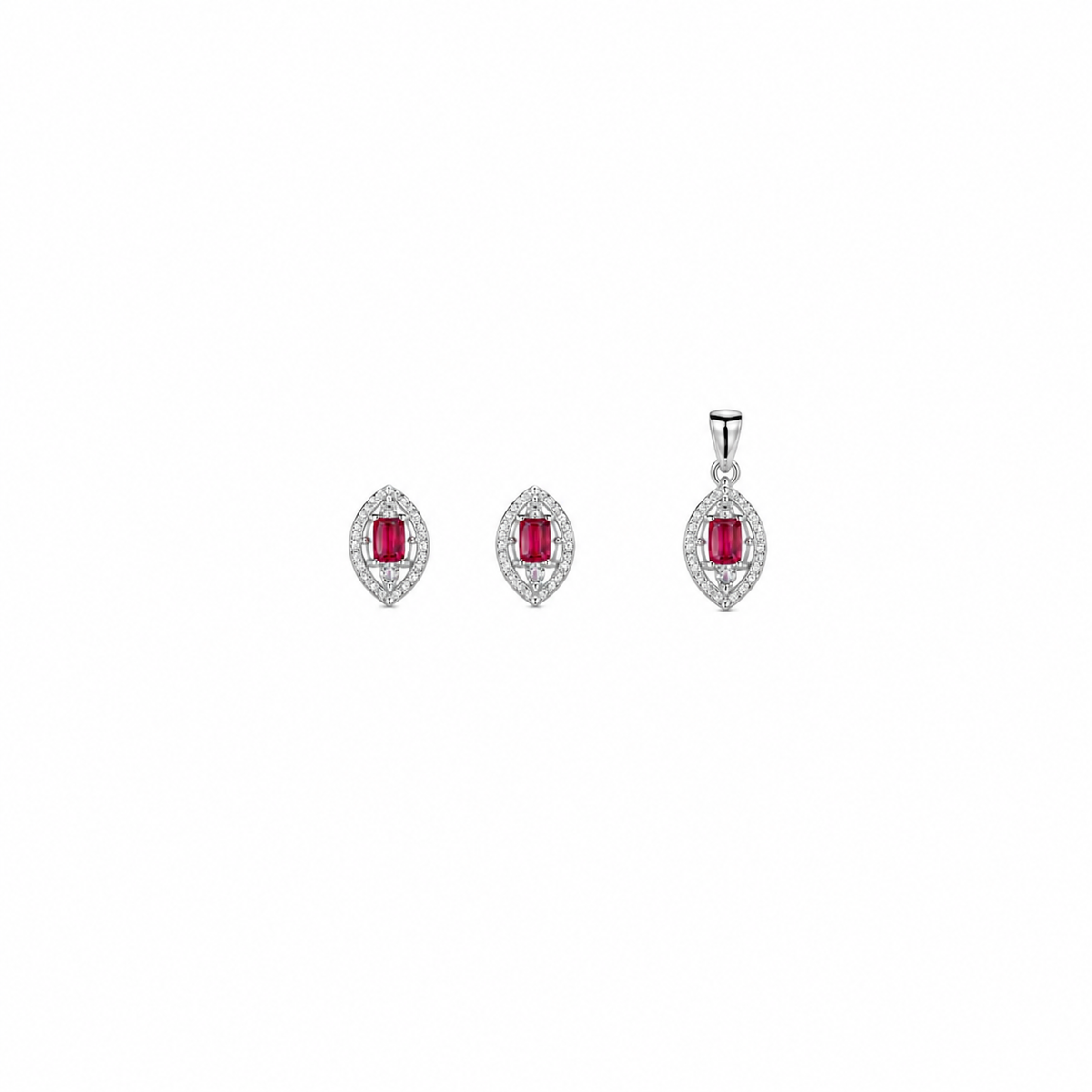 Prism Charm Pendant with earrings in silver