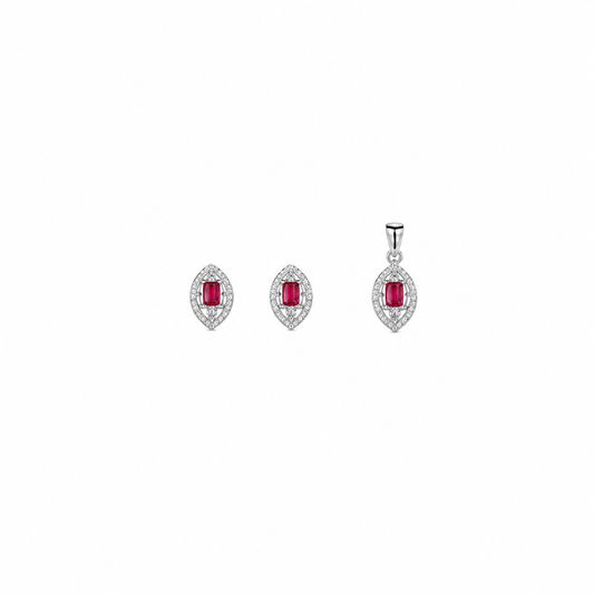 Prism Charm Pendant with earrings in silver