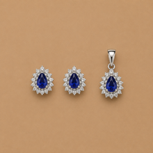 Seren Drop Pendant with earrings in silver