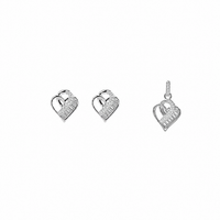 Classic Silver Heart Spark Pendant Set