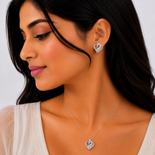 Classic Silver Heart Spark Pendant Set
