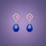 Silver Petal drop earring in Vibrant Contrast