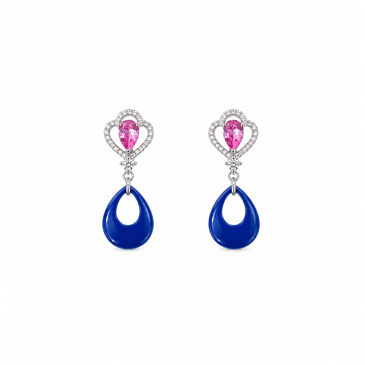 Silver Petal drop earring in Vibrant Contrast