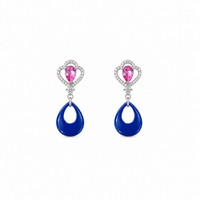 Silver Petal drop earring in Vibrant Contrast