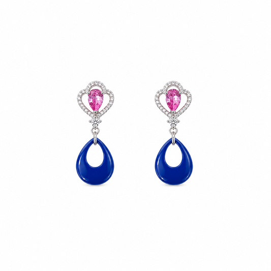 Silver Petal drop earring in Vibrant Contrast