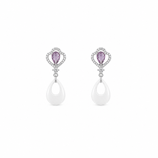 Heart fall Gleam silver Women`s  Earring