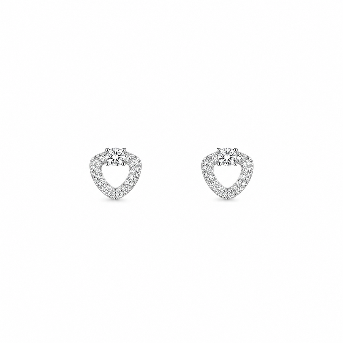 Heart Loop Women`s Studs in silver