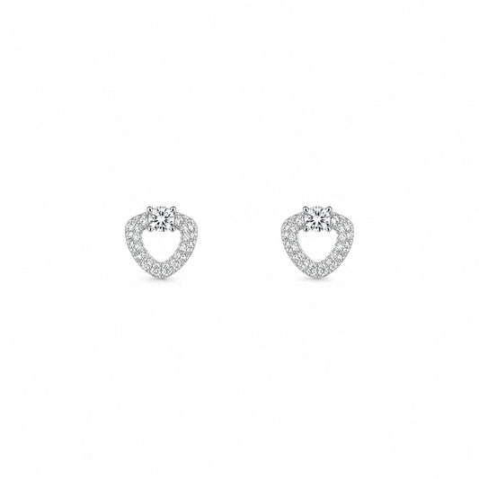 Heart Loop Women`s Studs in silver