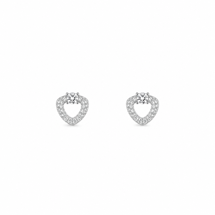 Heart Loop Women`s Studs in silver