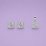 Radiance Square Halo Pendant in silver