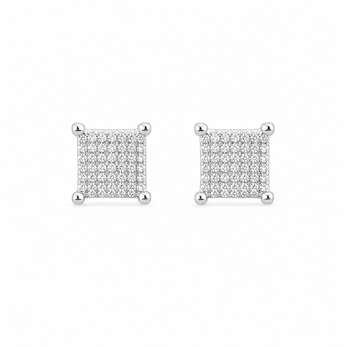 Square patterned women`s Earrings in silver