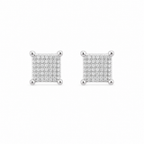 Square patterned women`s Earrings in silver