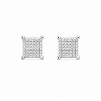 Square patterned women`s Earrings in silver