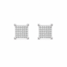 Square patterned women`s Earrings in silver