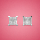 Square patterned women`s Earrings in silver