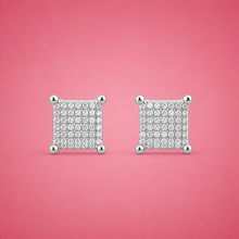 Square patterned women`s Earrings in silver