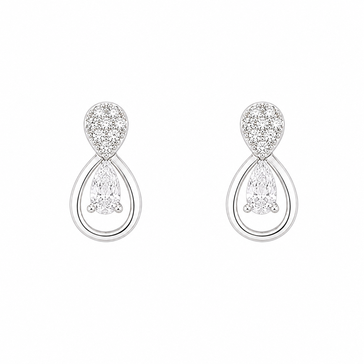 Petal shaped women`s earrings in Silver