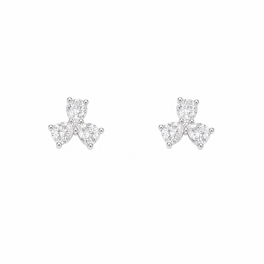 Pear & Round Women`s Earrings in silver