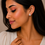 Pear & Round Women`s Earrings in silver
