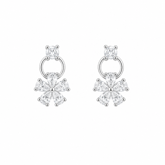Silver Petal Spark Women`s Earrings