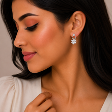 Silver Petal Spark Women`s Earrings