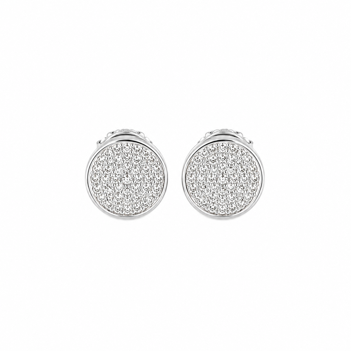 Silver Pavé Round Women`s Studs