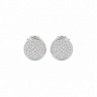 Silver Pavé Round Women`s Studs