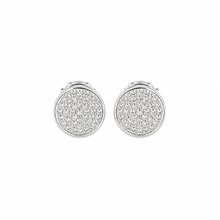 Silver Pavé Round Women`s Studs