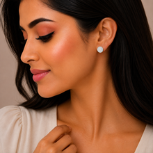 Silver Pavé Round Women`s Studs