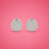 Silver Pavé Round Women`s Studs