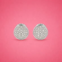 Silver Pavé Round Women`s Studs