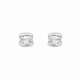 Silver Rectangular Gem Women`s Studs