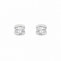 Silver Rectangular Gem Women`s Studs