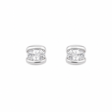 Silver Rectangular Gem Women`s Studs