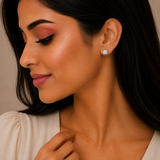 Silver Rectangular Gem Women`s Studs