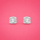 Silver Rectangular Gem Women`s Studs