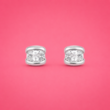 Silver Rectangular Gem Women`s Studs