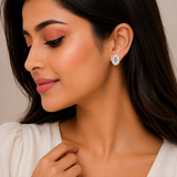 Oval shaped Women`s Earrings in silver