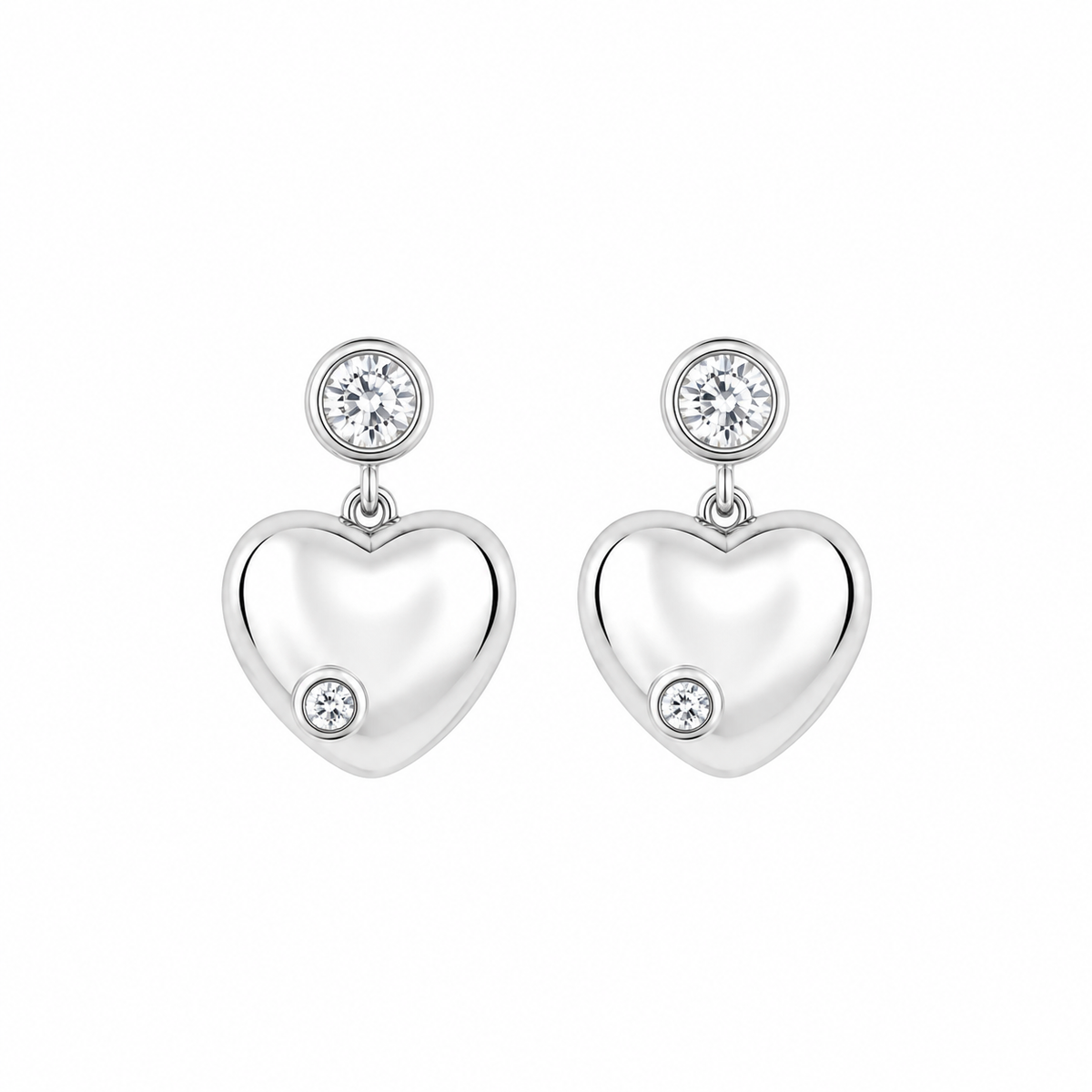 Heart drop Gleam silver Earring