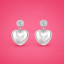 Heart drop Gleam silver Earring