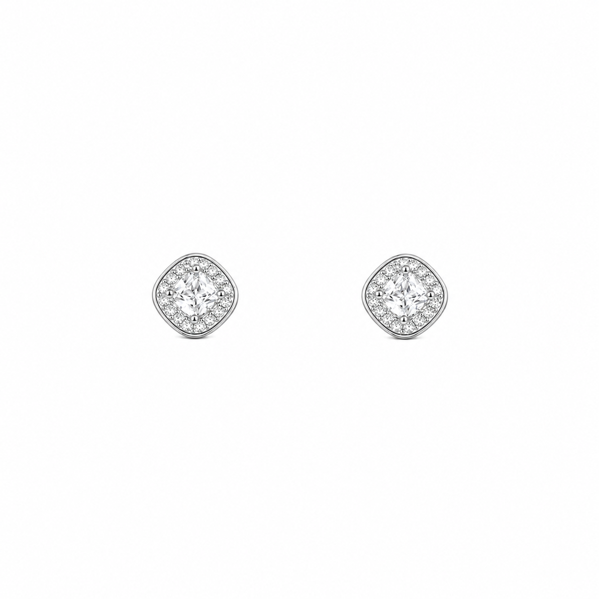 Classic Silver Sparkle Women`s Studs