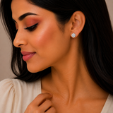 Classic Silver Sparkle Women`s Studs