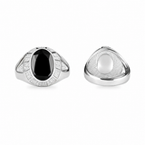Silver black centre stone Men`s Ring