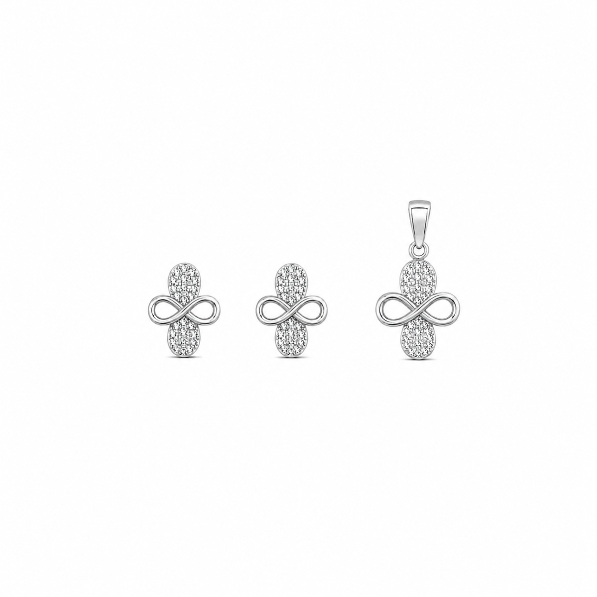 Floral shaped Women`s Pendant Set in silver