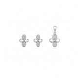 Floral shaped Women`s Pendant Set in silver